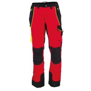 Schnittschutzhose TAPIO Expert, rot/schwarz/HiVis gelb