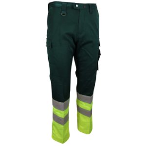 Hose BORMIO SAFETY Tödi, Dunkelgrün / hi-vis Gelb