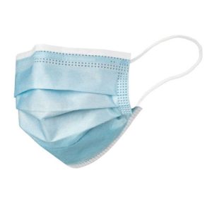 Medizinische Gesichtsmaske mit Gummibändern, blau